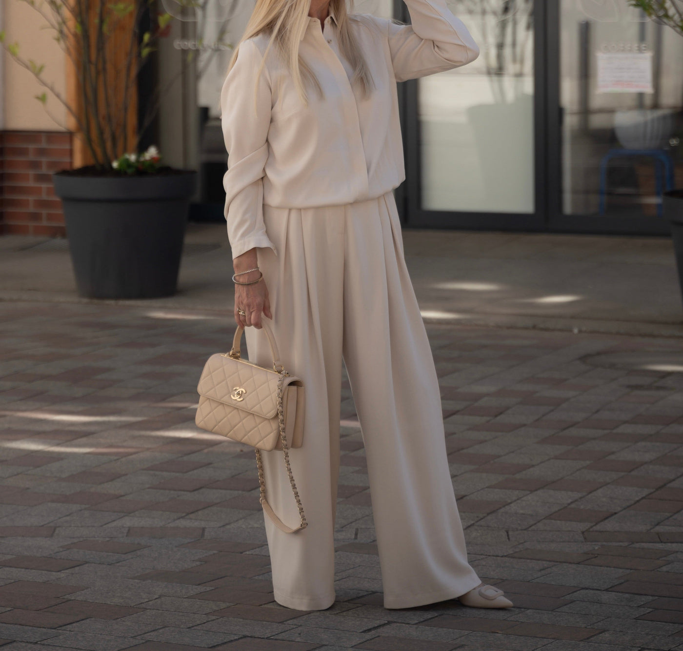 Pantalones de tencel Ibell crema