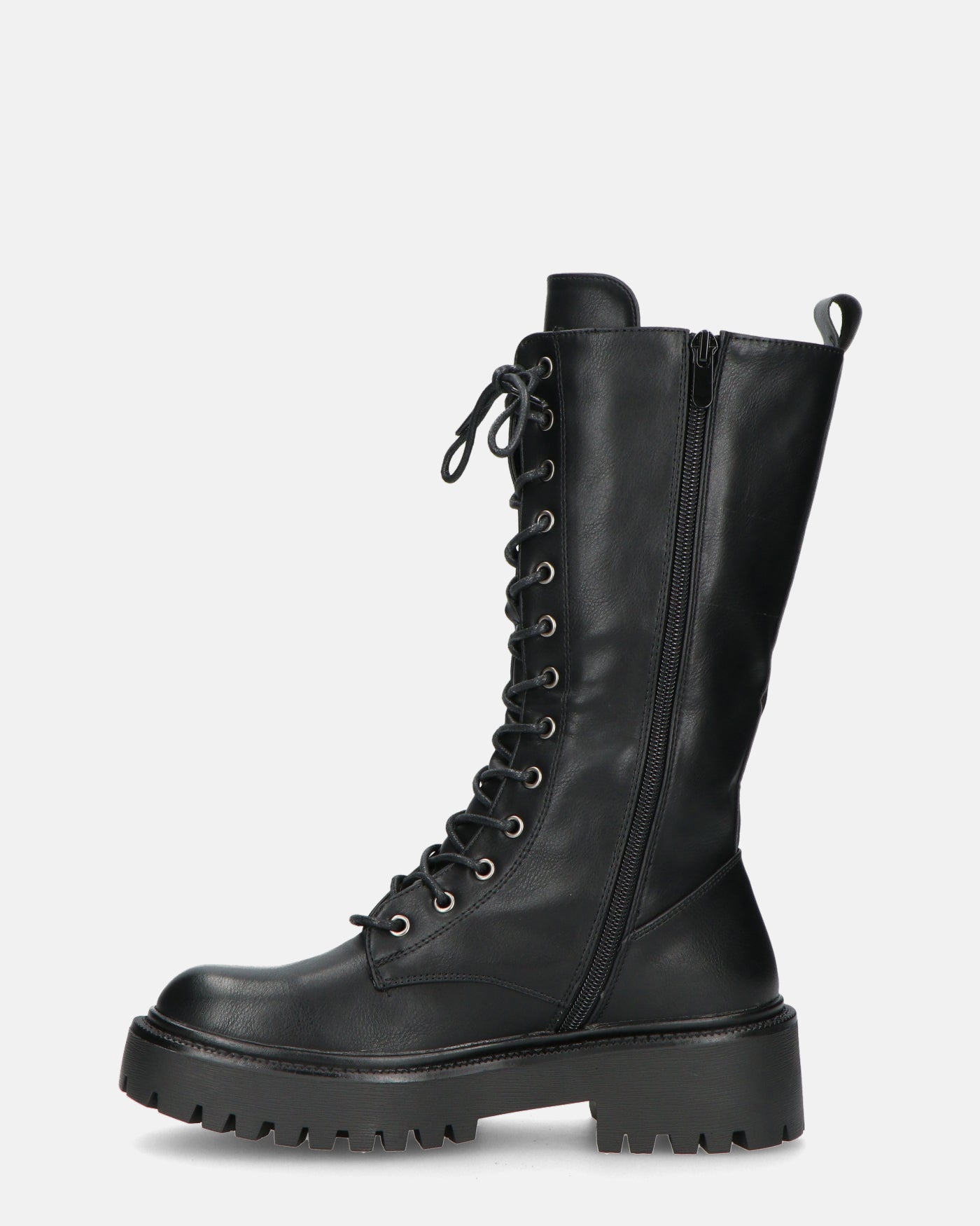 JULIANA | Botines Negros Con Cordones Y Cremallera Lateral