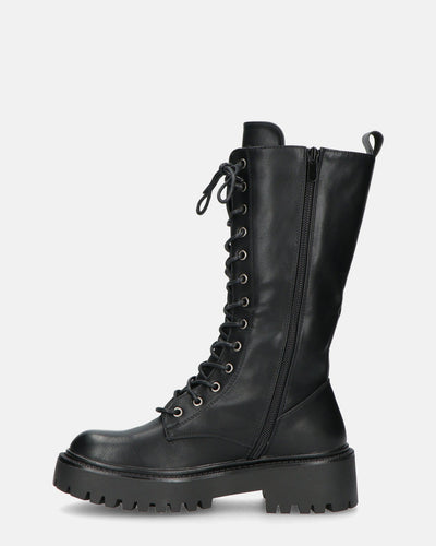 JULIANA | Botines Negros Con Cordones Y Cremallera Lateral