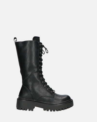 JULIANA | Botines Negros Con Cordones Y Cremallera Lateral