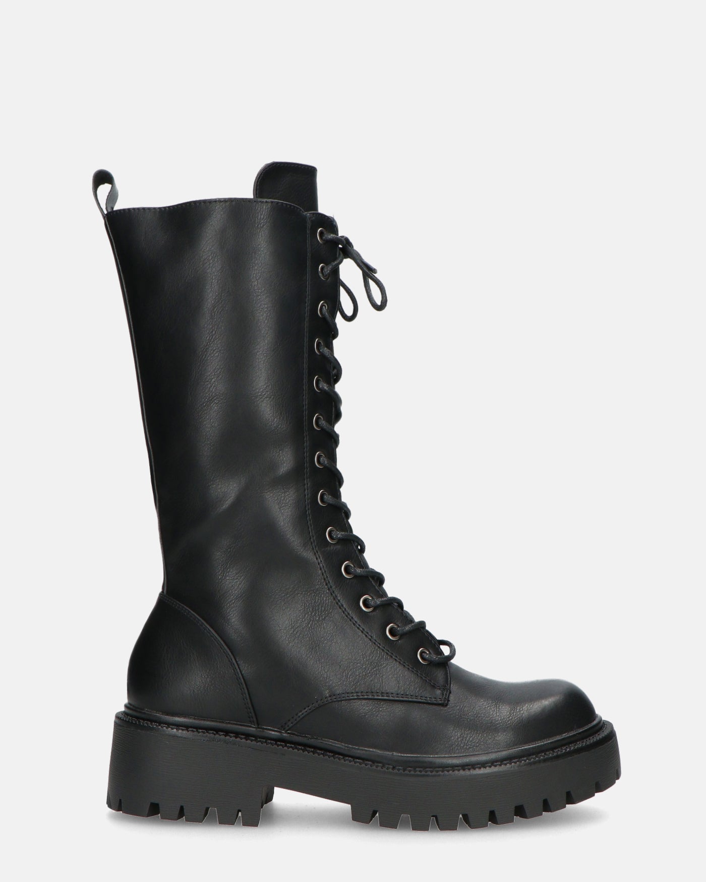 JULIANA | Botines Negros Con Cordones Y Cremallera Lateral