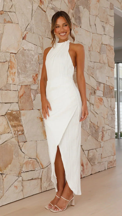 Olivia | Elerra Vestido Maxi Con Detalles Plisados Karol Firenze