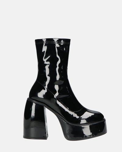 MYA | Botines De Plataforma Con Tacón Alto En Negro Brillante