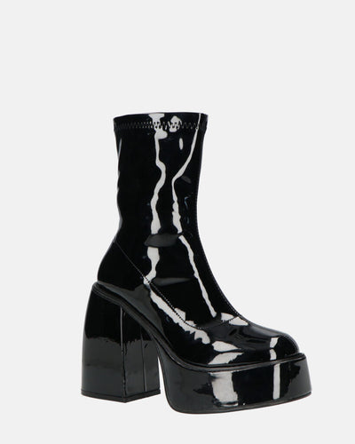 MYA | Botines De Plataforma Con Tacón Alto En Negro Brillante