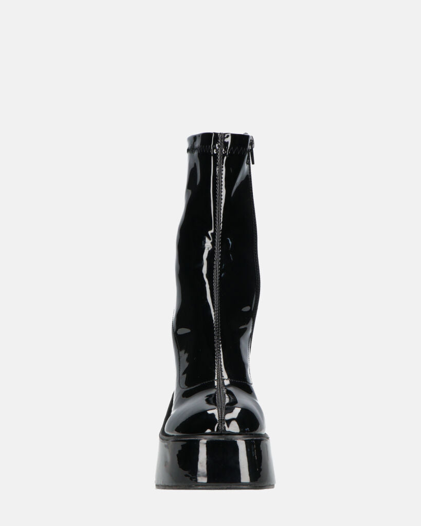 MYA | Botines De Plataforma Con Tacón Alto En Negro Brillante