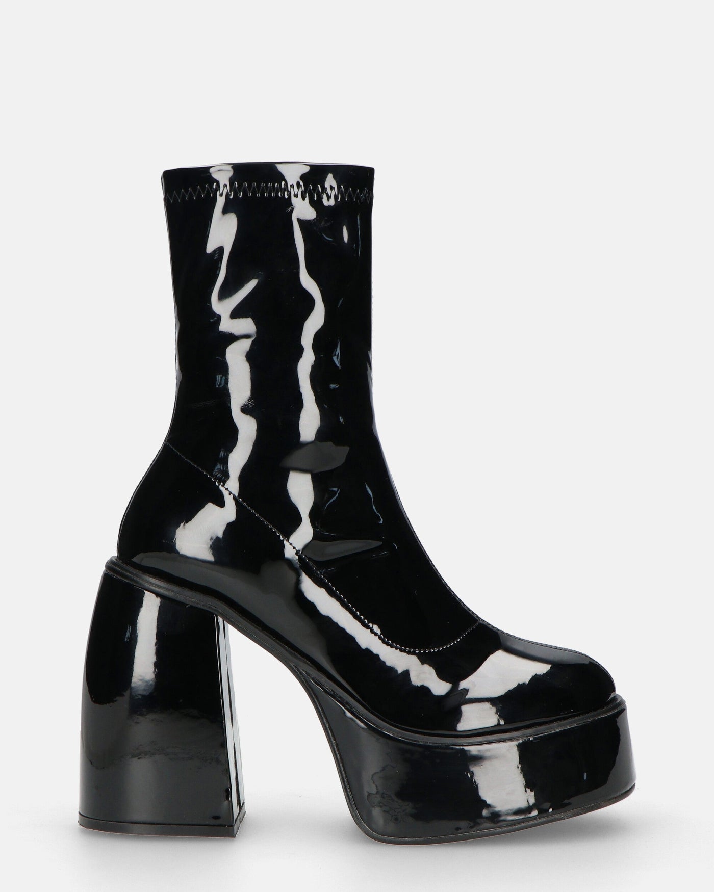 MYA | Botines De Plataforma Con Tacón Alto En Negro Brillante
