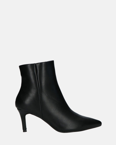 MYZA | Botines Negros De Tacón Stiletto Con Cremallera Lateral