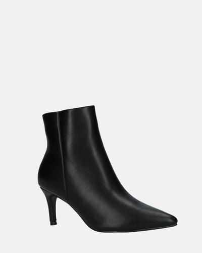 MYZA | Botines Negros De Tacón Stiletto Con Cremallera Lateral