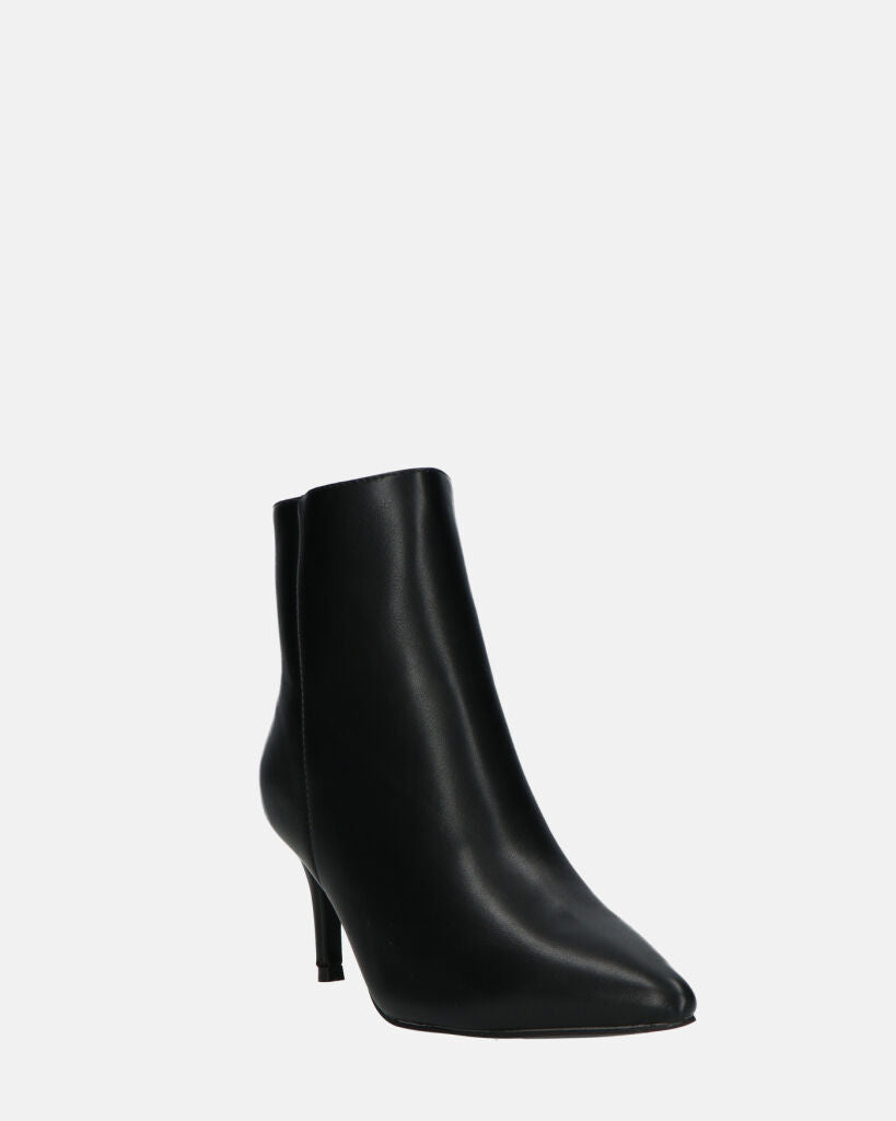 MYZA | Botines Negros De Tacón Stiletto Con Cremallera Lateral