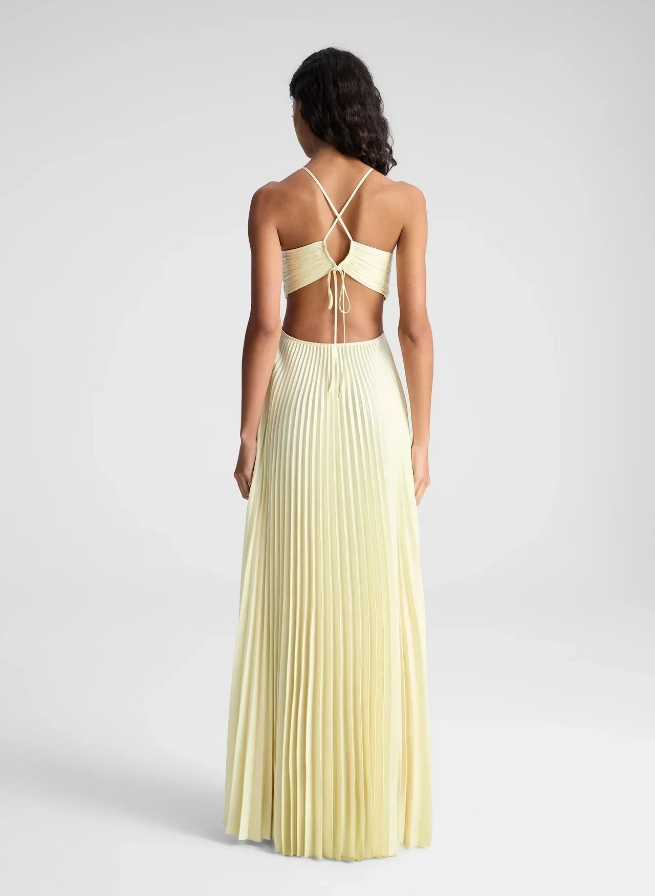 Calleira | Vestido Maxi De Satén En Color Amarillo Karol Firenze