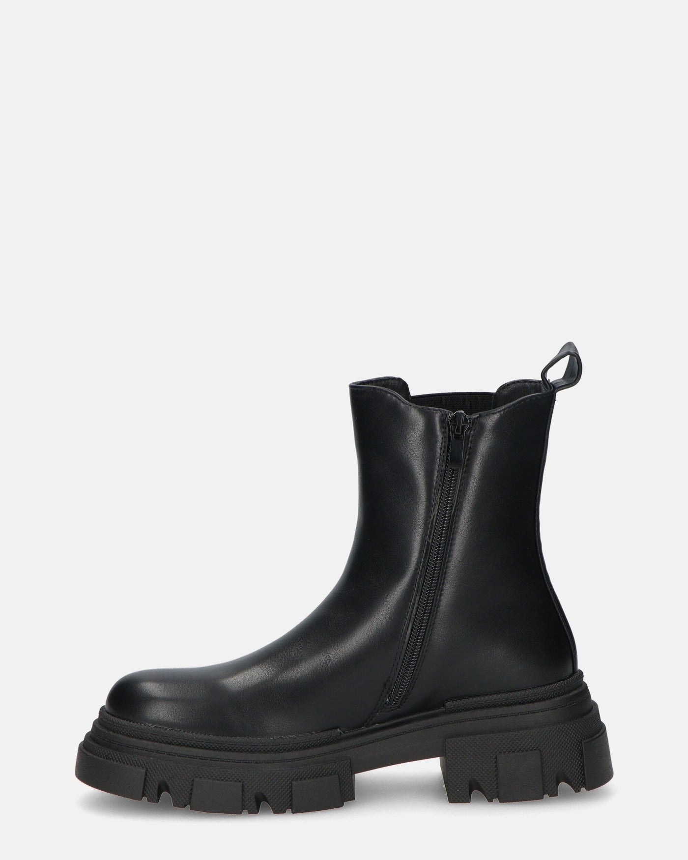 NORMA | Botines Con Cremallera Lateral En Cuero Sintético Negro