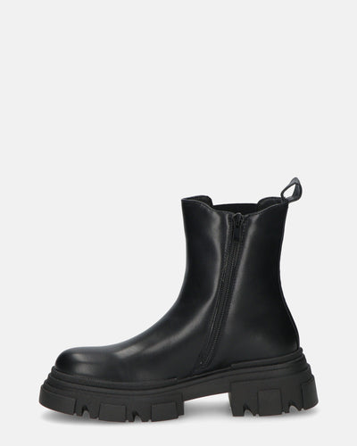 NORMA | Botines Con Cremallera Lateral En Cuero Sintético Negro