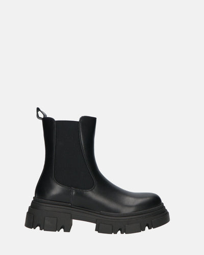 NORMA | Botines Con Cremallera Lateral En Cuero Sintético Negro