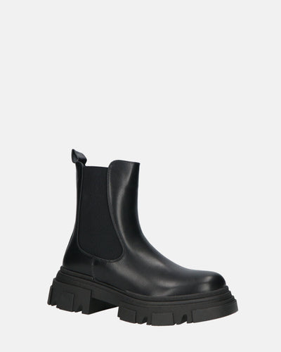 NORMA | Botines Con Cremallera Lateral En Cuero Sintético Negro