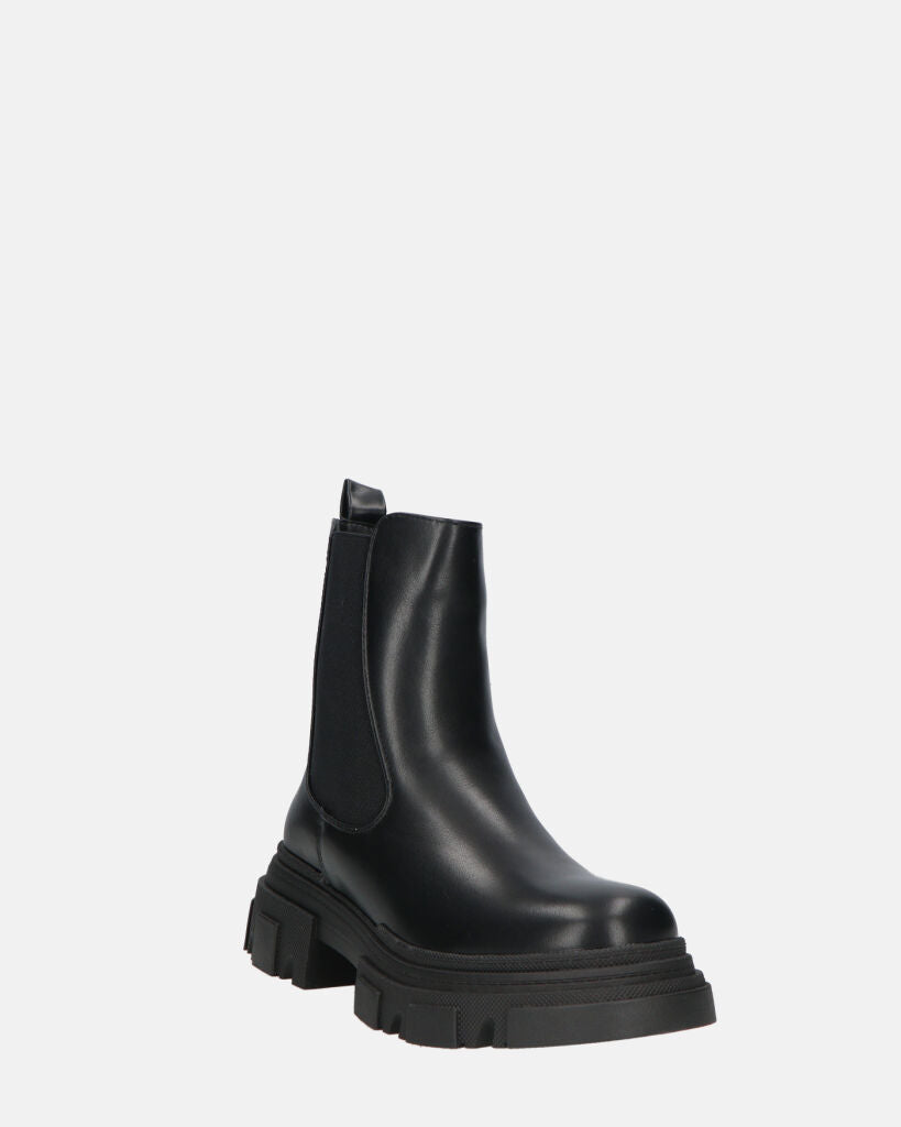 NORMA | Botines Con Cremallera Lateral En Cuero Sintético Negro