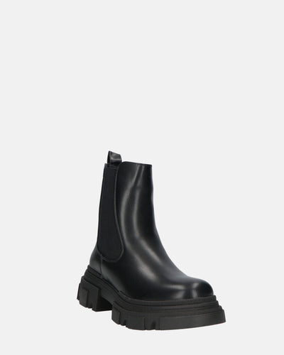 NORMA | Botines Con Cremallera Lateral En Cuero Sintético Negro