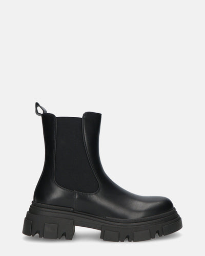 NORMA | Botines Con Cremallera Lateral En Cuero Sintético Negro