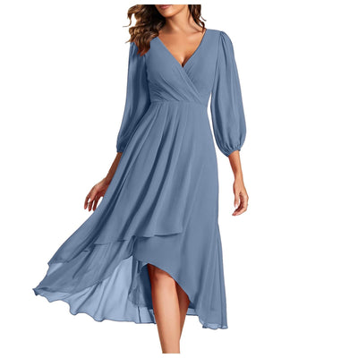 MIA | Vestido Cruzado Elegancia Fluida Con Escote En V Y Bajo Mijn winkel