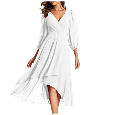 MIA | Vestido Cruzado Elegancia Fluida Con Escote En V Y Bajo Mijn winkel