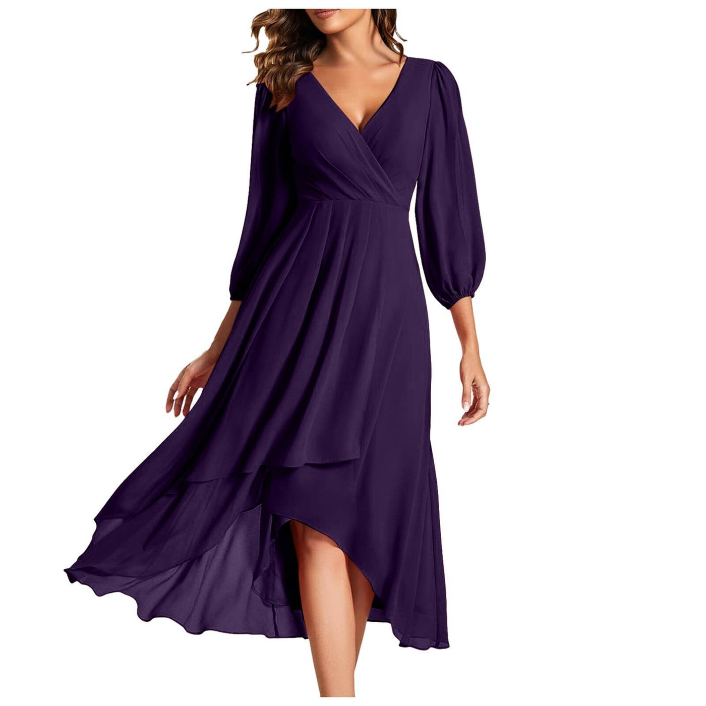 MIA | Vestido Cruzado Elegancia Fluida Con Escote En V Y Bajo Mijn winkel