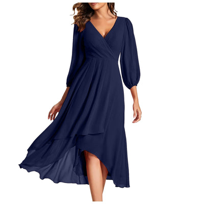 MIA | Vestido Cruzado Elegancia Fluida Con Escote En V Y Bajo Mijn winkel