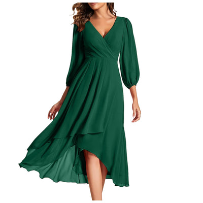 MIA | Vestido Cruzado Elegancia Fluida Con Escote En V Y Bajo Mijn winkel