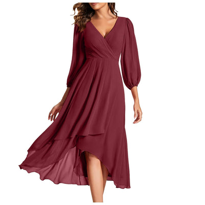 MIA | Vestido Cruzado Elegancia Fluida Con Escote En V Y Bajo Mijn winkel
