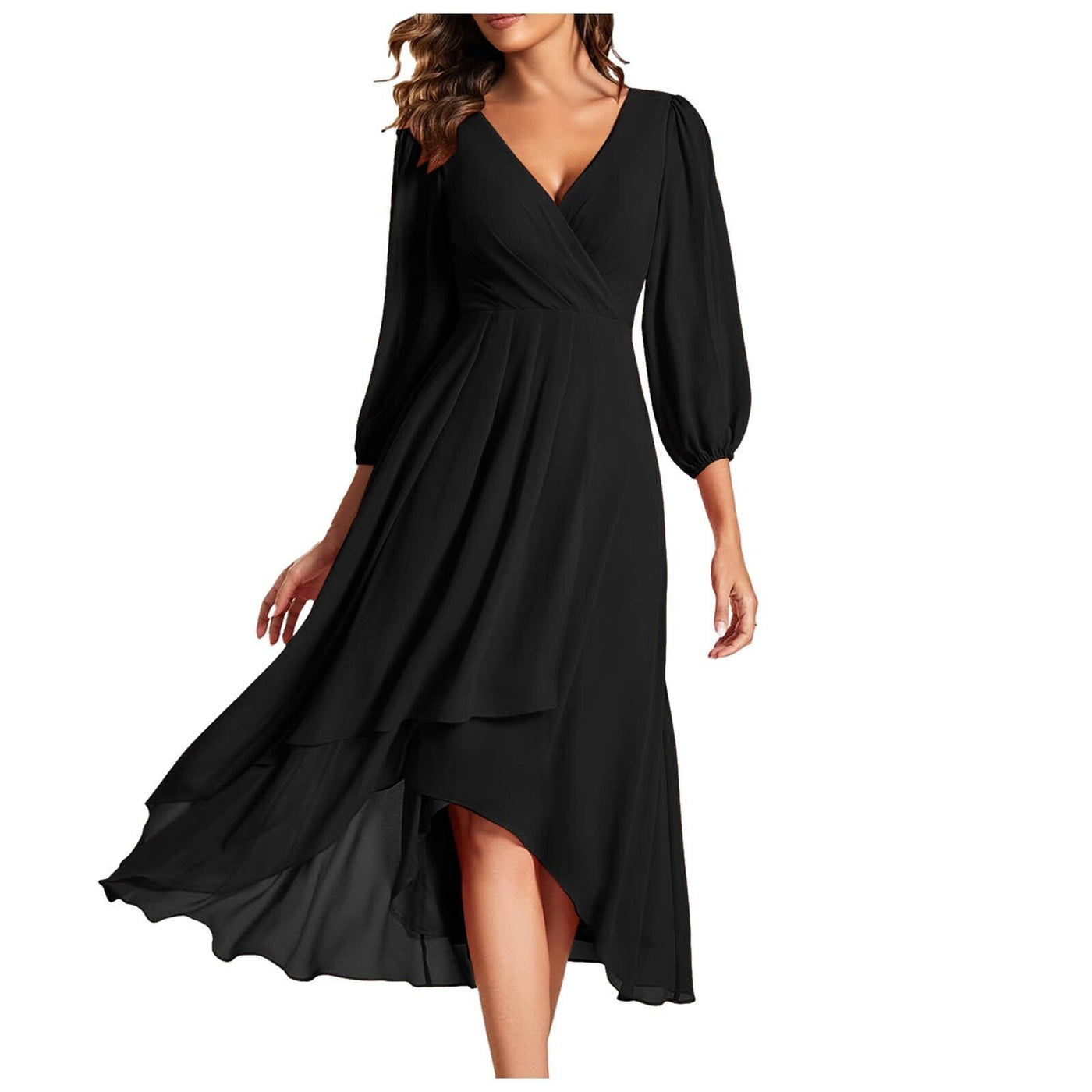 MIA | Vestido Cruzado Elegancia Fluida Con Escote En V Y Bajo Mijn winkel