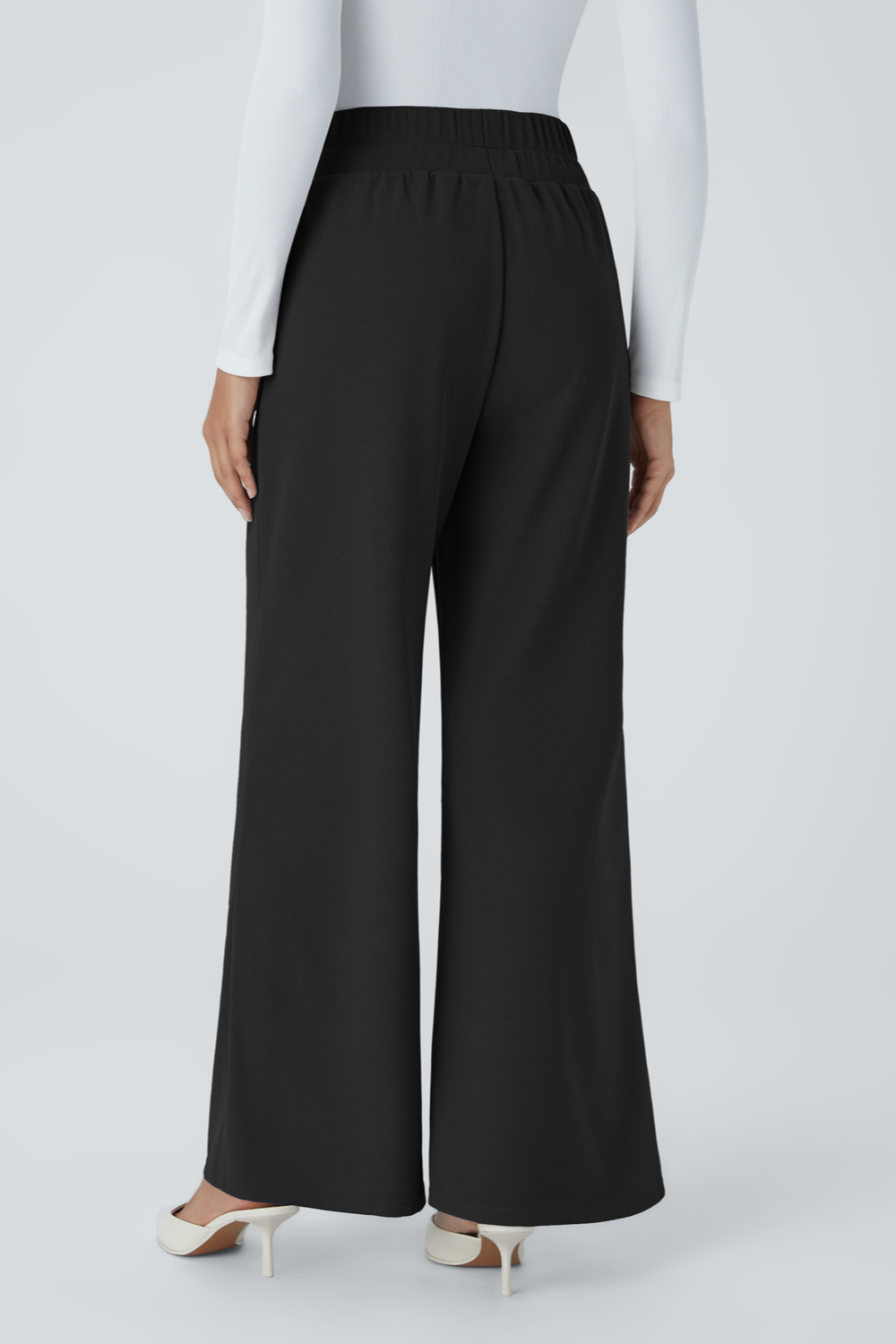 Alicia | Pantalones De Pierna Ancha Plisados De Cintura Alta Con Bolsillos