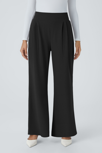 Alicia | Pantalones De Pierna Ancha Plisados De Cintura Alta Con Bolsillos