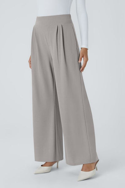 Alicia | Pantalones De Pierna Ancha Plisados De Cintura Alta Con Bolsillos