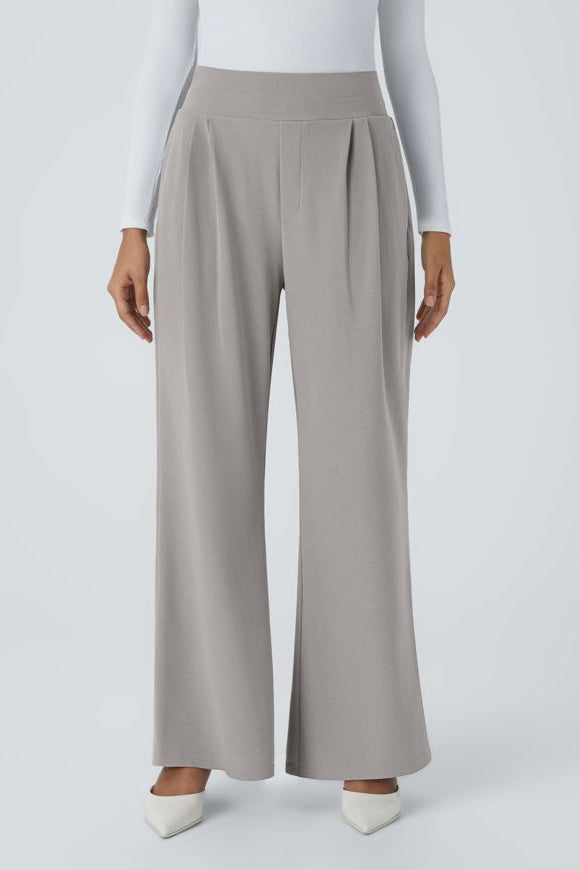 Alicia | Pantalones De Pierna Ancha Plisados De Cintura Alta Con Bolsillos