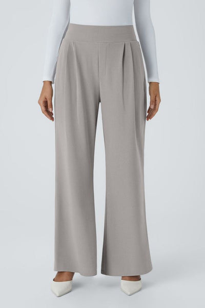 Alicia | Pantalones De Pierna Ancha Plisados De Cintura Alta Con Bolsillos