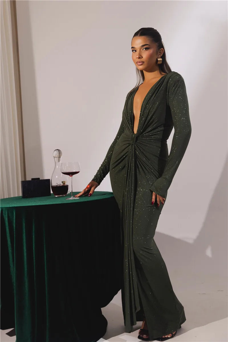 Veronika | Vestido Bodycon Brillante Con Escote Profundo Karol Firenze