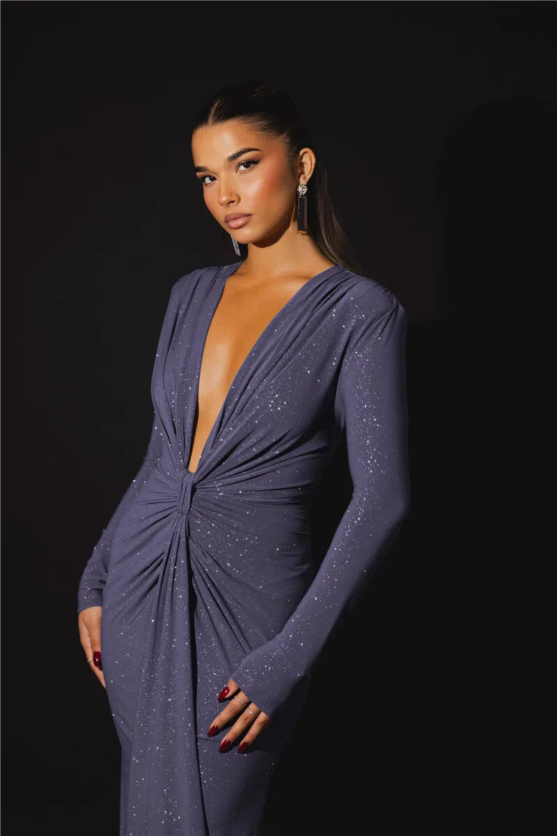 Veronika | Vestido Bodycon Brillante Con Escote Profundo Karol Firenze