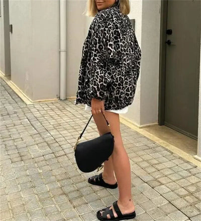 LEONTIEN | Chaqueta Bomber Con Imitación De Estampado De Leopardo