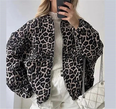 LEONTIEN | Chaqueta Bomber Con Imitación De Estampado De Leopardo