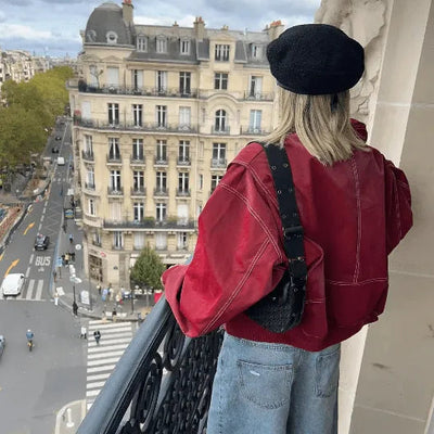 Bianca | Chaqueta De Cuero Espaciosa - Estilosa Y Casual - Negra