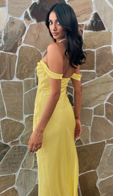 Rosalia | Vestido Satén Off-Shoulder Karol Firenze