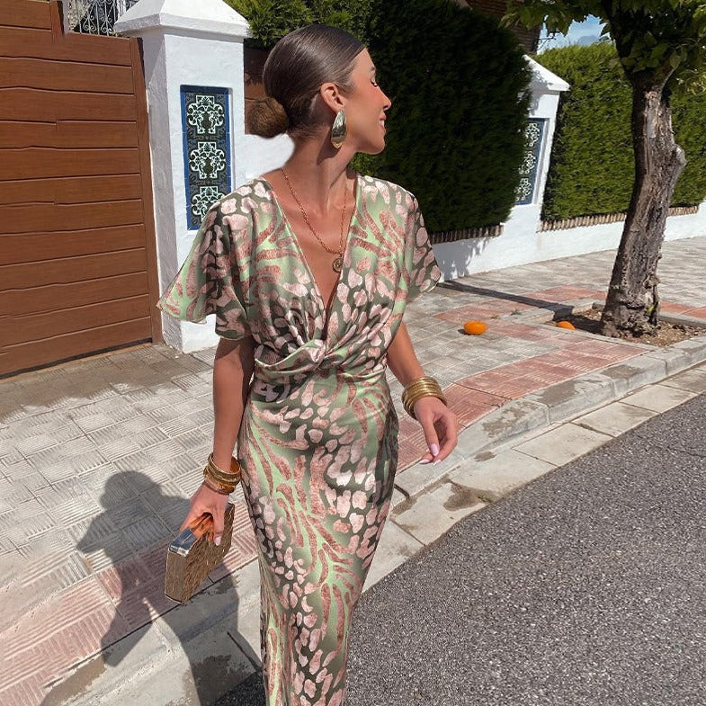 Roxanne | Vestido Largo De Terciopelo Con Estampado Floral Mijn winkel