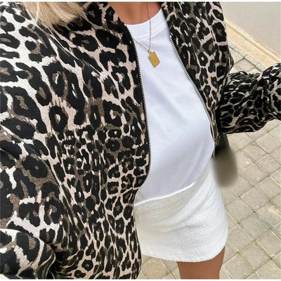 LEONTIEN | Chaqueta Bomber Con Imitación De Estampado De Leopardo