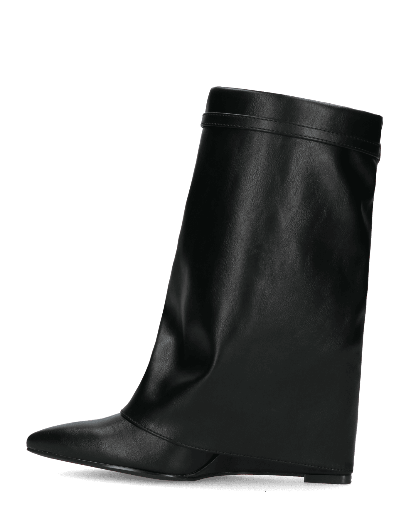 TAINA | Botas Negras De Tobillo Bajo Con Pliegue Y Cuña