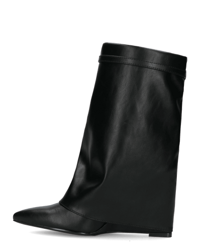 TAINA | Botas Negras De Tobillo Bajo Con Pliegue Y Cuña