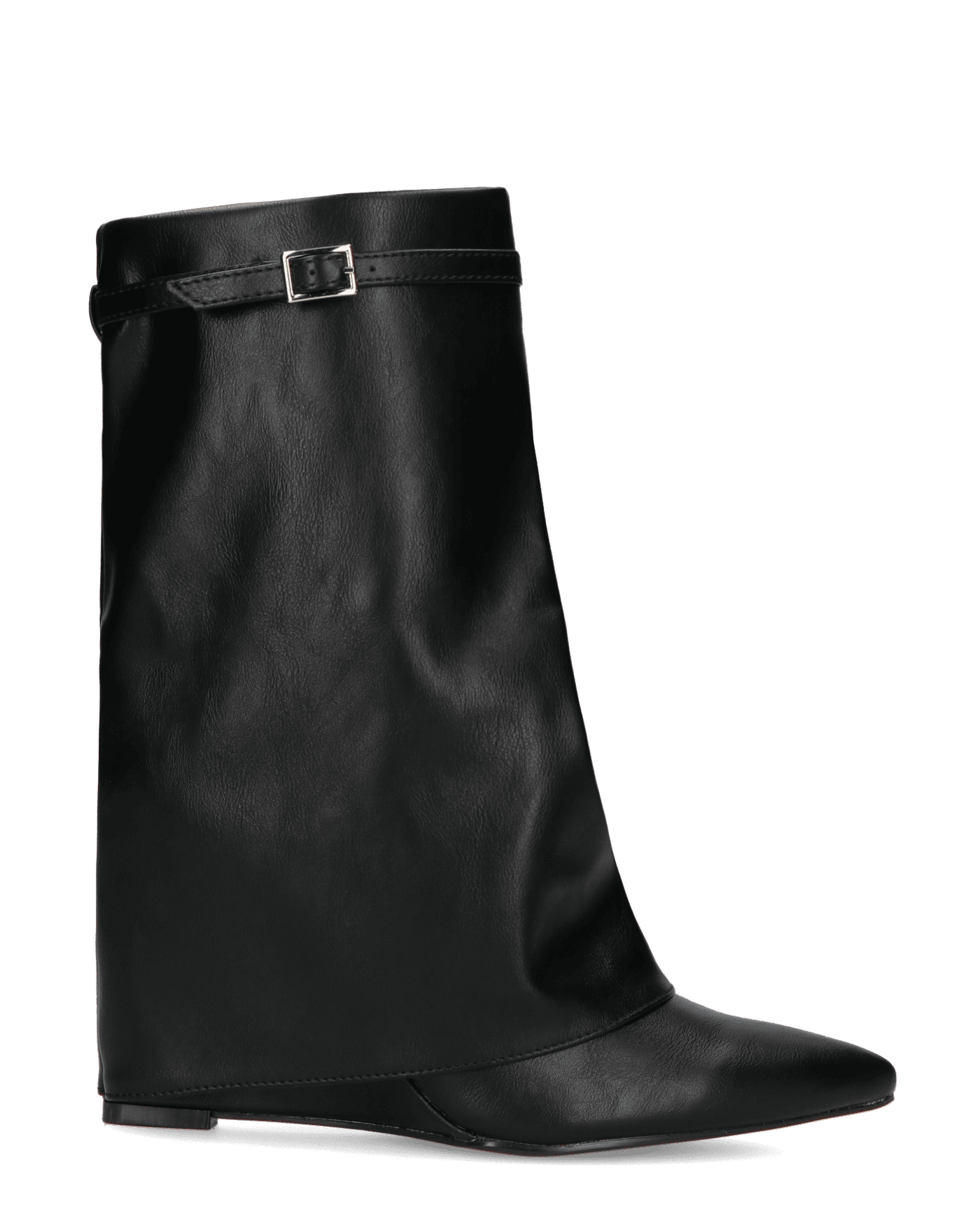 TAINA | Botas Negras De Tobillo Bajo Con Pliegue Y Cuña