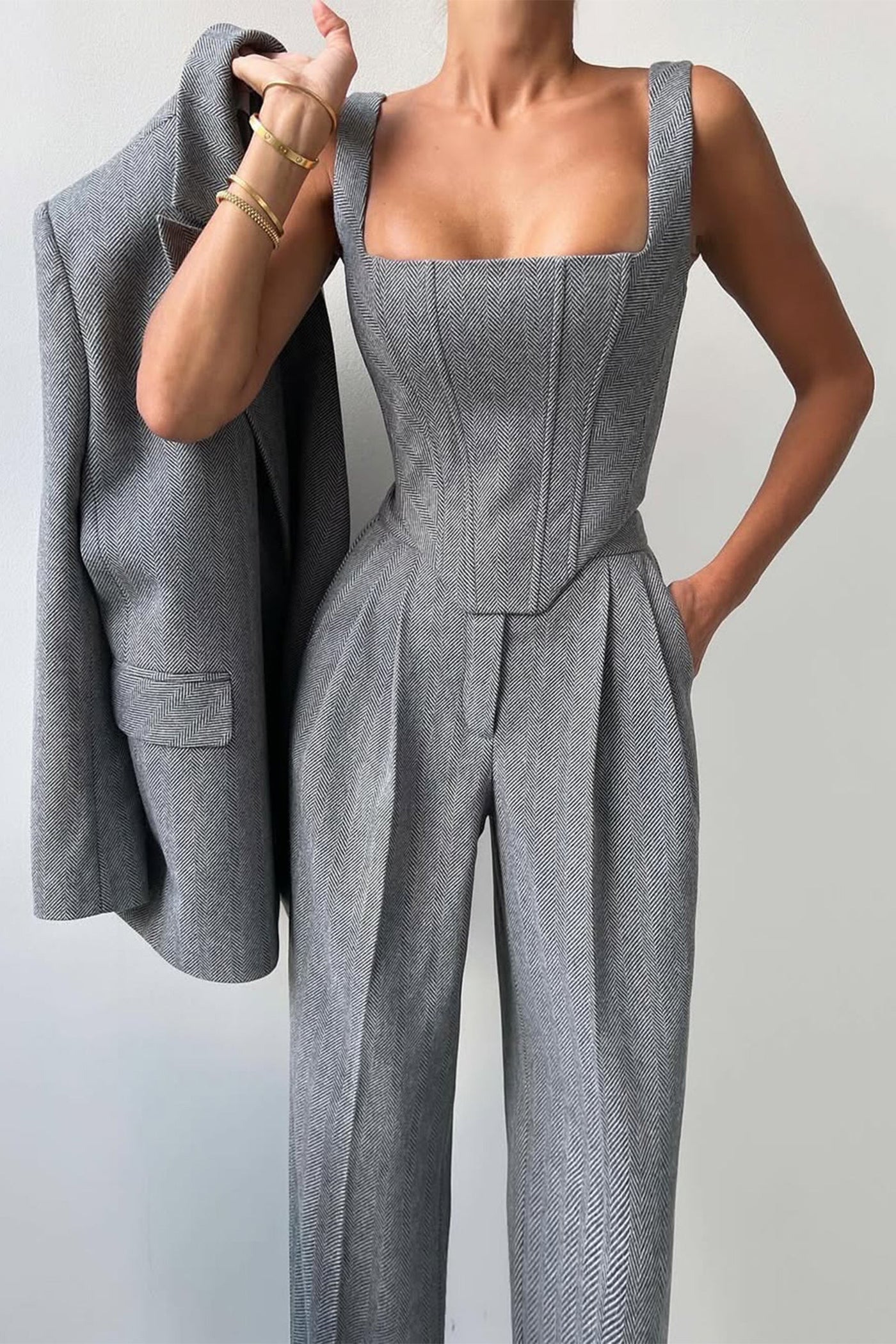 Olivia | Conjunto De Traje De Tres Piezas A Medida Con Top