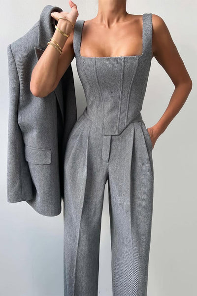 Olivia | Conjunto De Traje De Tres Piezas A Medida Con Top