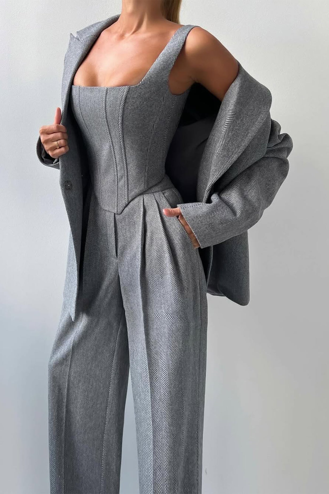 Olivia | Conjunto De Traje De Tres Piezas A Medida Con Top