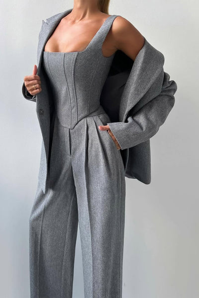 Olivia | Conjunto De Traje De Tres Piezas A Medida Con Top