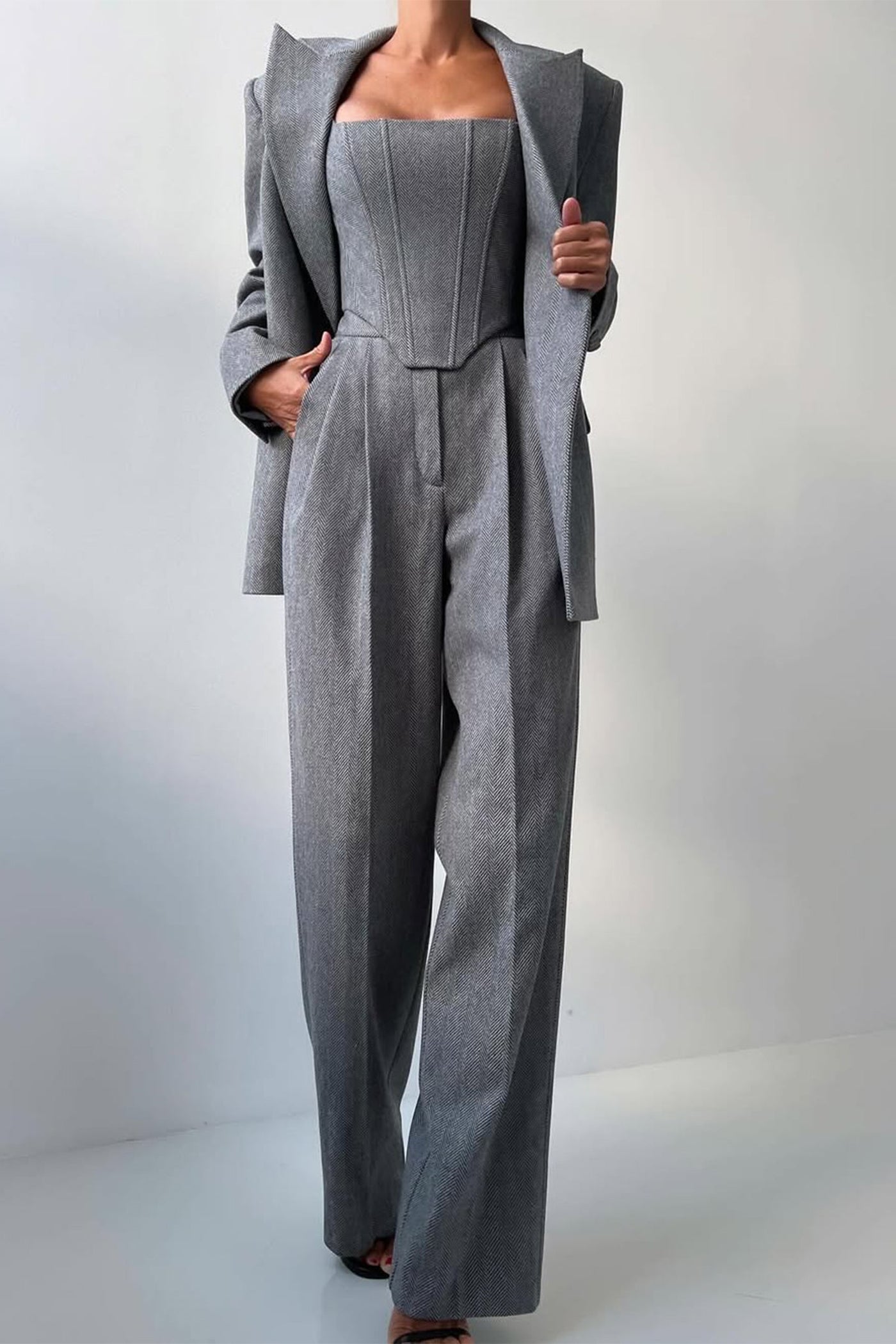 Olivia | Conjunto De Traje De Tres Piezas A Medida Con Top