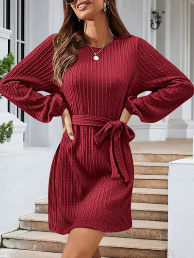 Renata | Luna Vestido De Punto Con Cinturón – Marrón Caramelo Karol Firenze